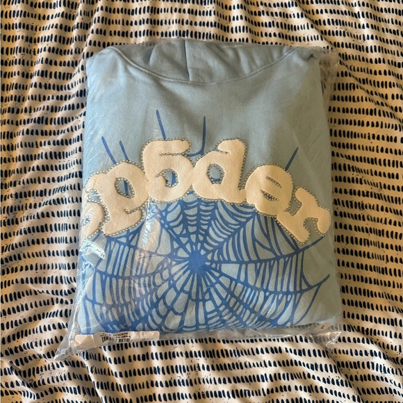 Sp5der Sky Blue Web Hoodie - UNOPENED BRAND NEW - 1 Left
